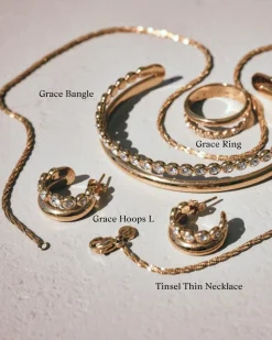 Edblad korvakorut Grace Hoops L, Gold pleated