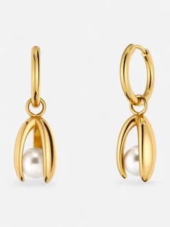 Edblad korvakorut Moonrave Hoops L, Gold pleated