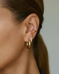 Edblad naisten korvakorut Flow Hoops S, Gold pleated