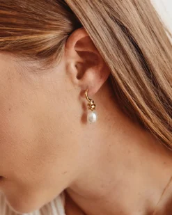 Edblad naisten korvakorut Swivel Earrings Pearl S, Gold pleated