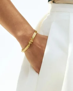 Edblad rannekoru Swivel Bangle, Gold pleated
