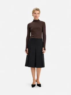 Filippa K naisten hame Pleated Wool Skirt, musta