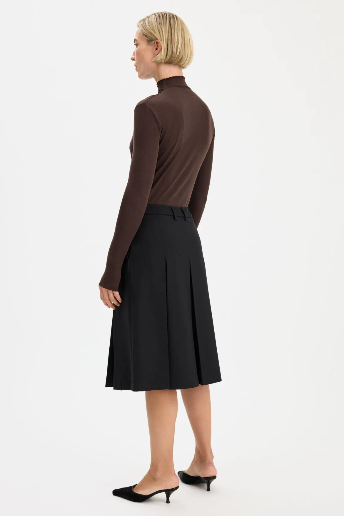 Filippa K naisten hame Pleated Wool Skirt, musta