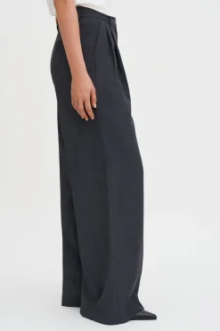 Filippa K naisten housut Darcey Wool Trousers, meleerattu grafiitti