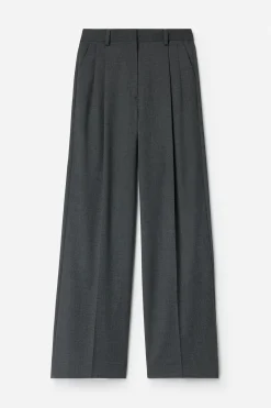 Filippa K naisten housut Darcey Wool Trousers, meleerattu grafiitti