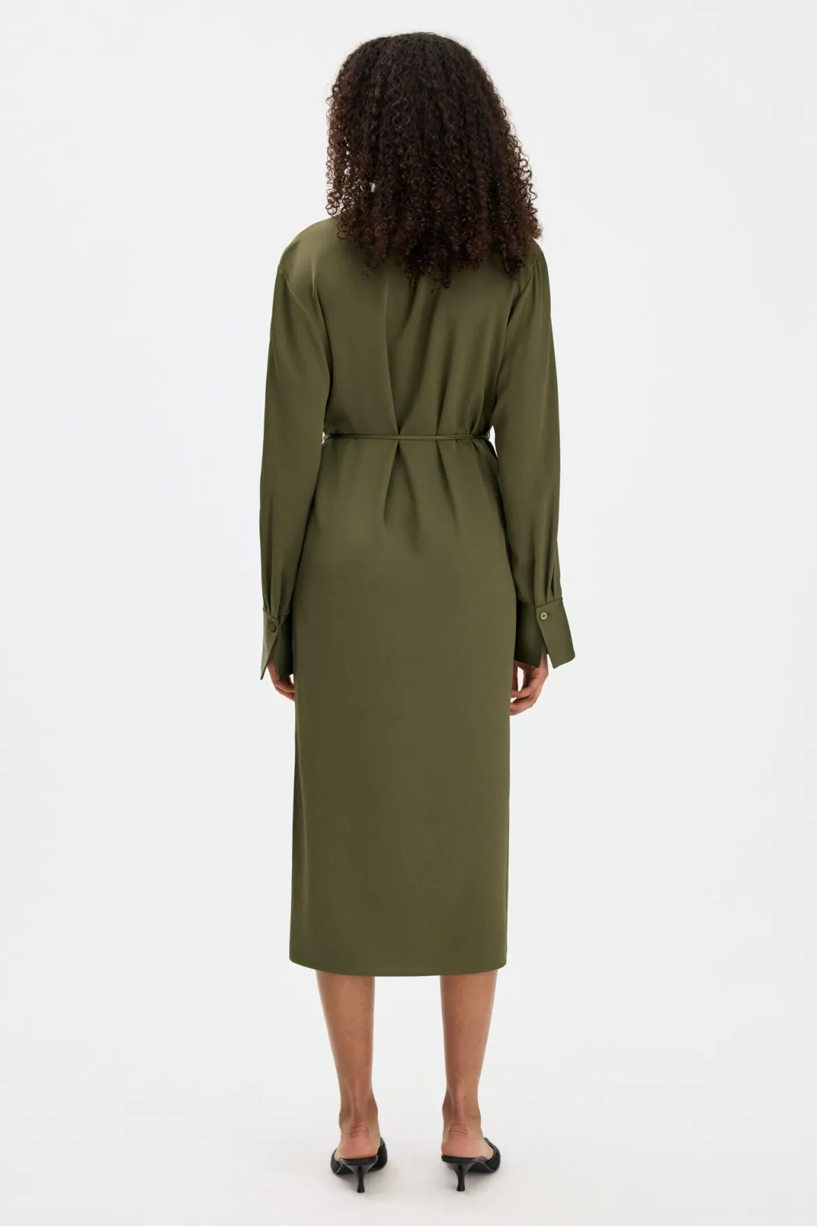 Filippa K naisten mekko Half Placket Dress, tummanvihreä