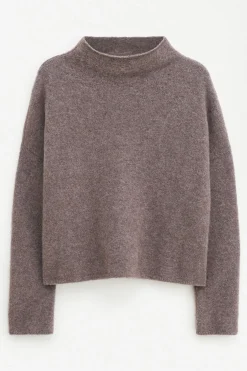 Filippa K naisten neulepusero Mika Yak Funnelneck Sweater, Kaakaonruskea