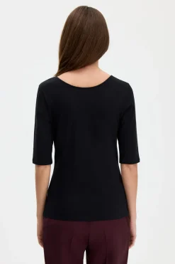 Filippa K naisten paita Cotton Stretch Scoop Neck Top, musta