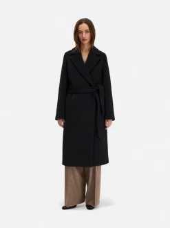 Filippa K naisten villakangastakki Charlotte Wool Belted Coat, musta