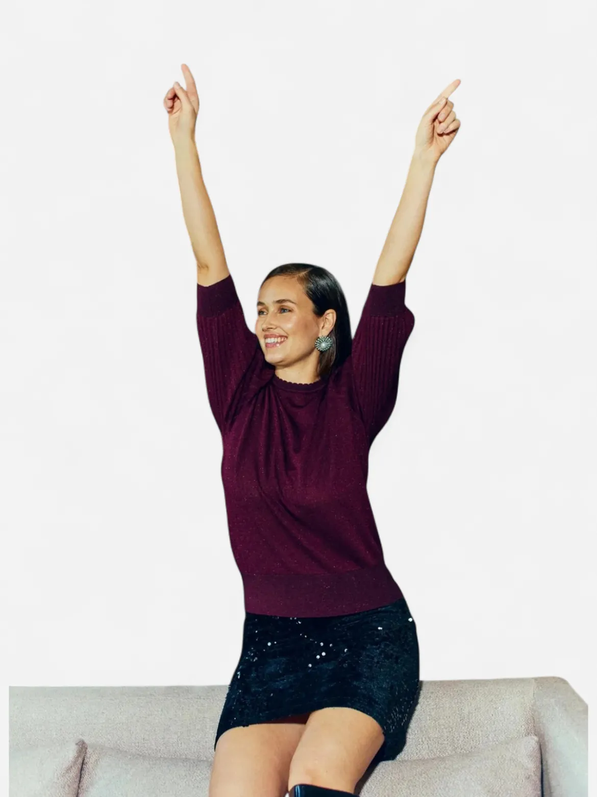 Freequent Glitta Pullover, Viininpunainen