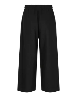 Freequent Naisten housut LA PANT 7/8 LINEN Musta