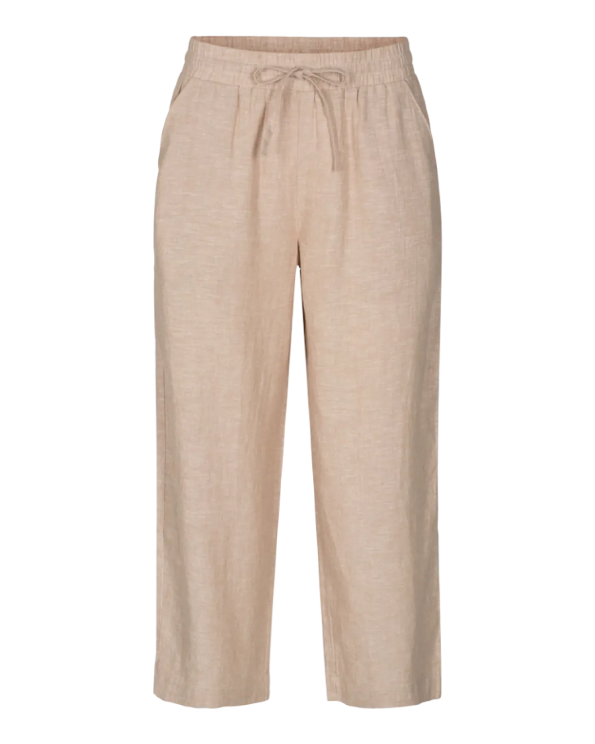 Freequent Naisten housut LA PANT 7/8 LINEN Vaalea Beige
