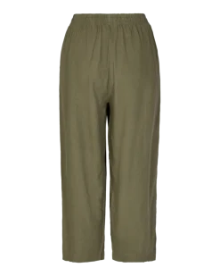 Freequent Naisten housut LA PANT 7/8 LINEN Khaki