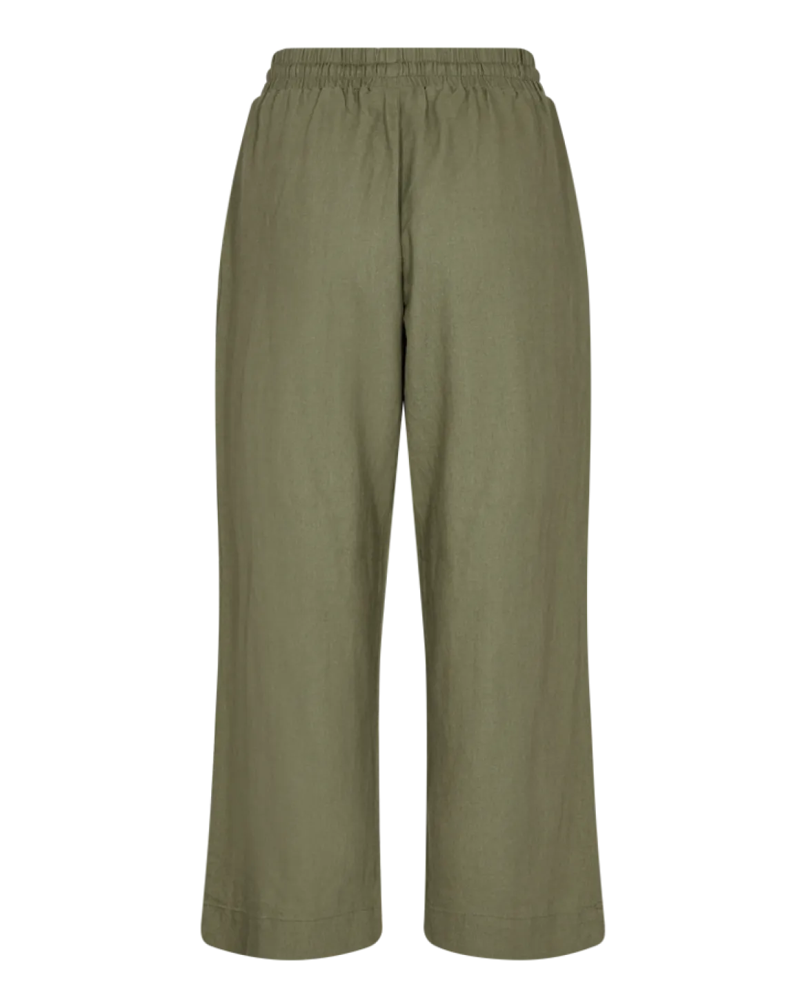 Freequent Naisten housut LA PANT 7/8 LINEN Armeijanvihreä