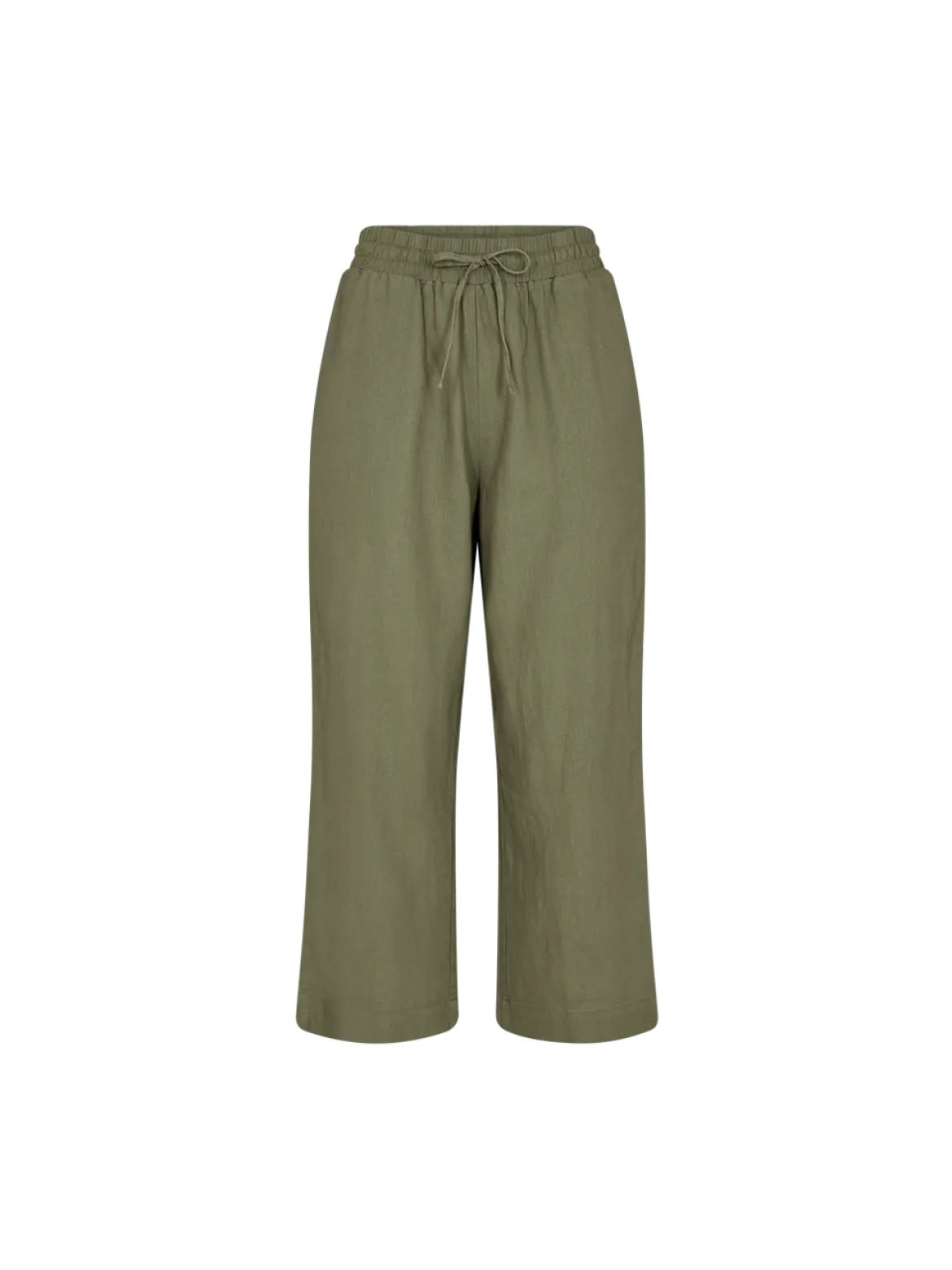 Freequent Naisten housut LA PANT 7/8 LINEN Armeijanvihreä
