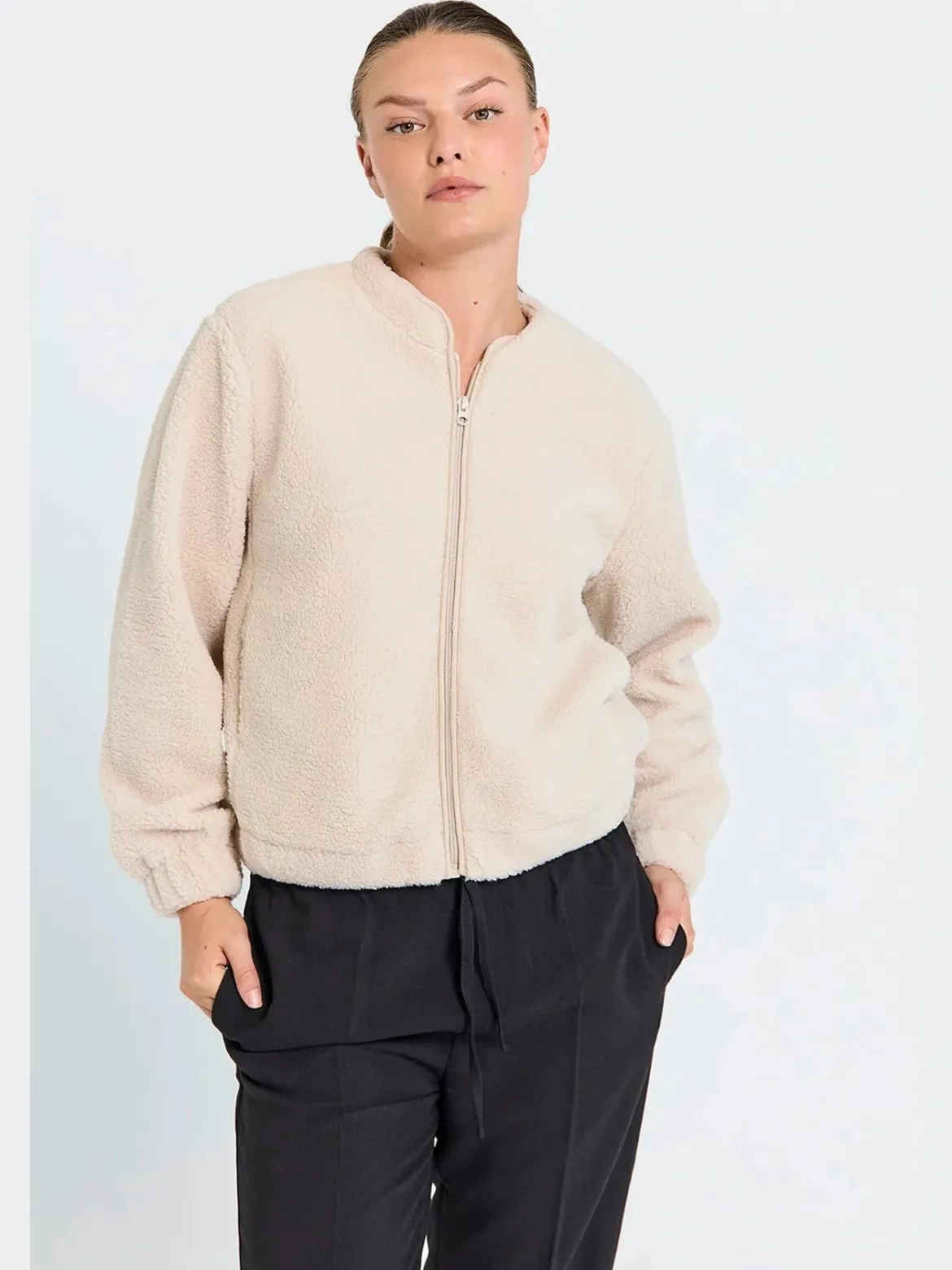 Freequent naisten takki K-TEDDY JACKET, hiekka