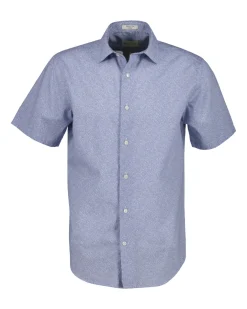 Gant lyhythihainen kauluspaita Reg Poplin SS AOP Shirt, sininen kuosi