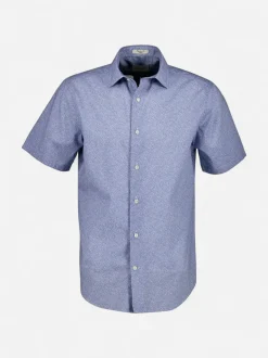Gant lyhythihainen kauluspaita Reg Poplin SS AOP Shirt, sininen kuosi