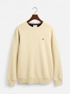 Gant Miesten Collagepaita, REG SHIELD C-NECK Vaalea Beige