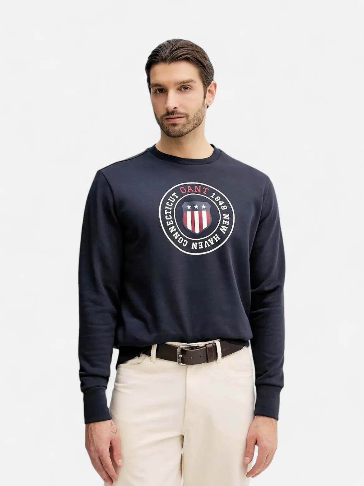 Gant miesten collegepaita Graphic C-Neck, tummansininen