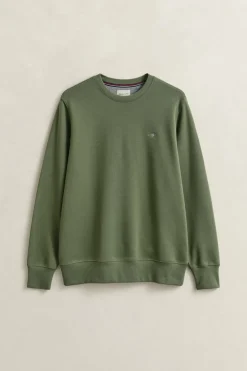 Gant miesten collegepaita Reg Shield C-Neck Sweater, vihreä