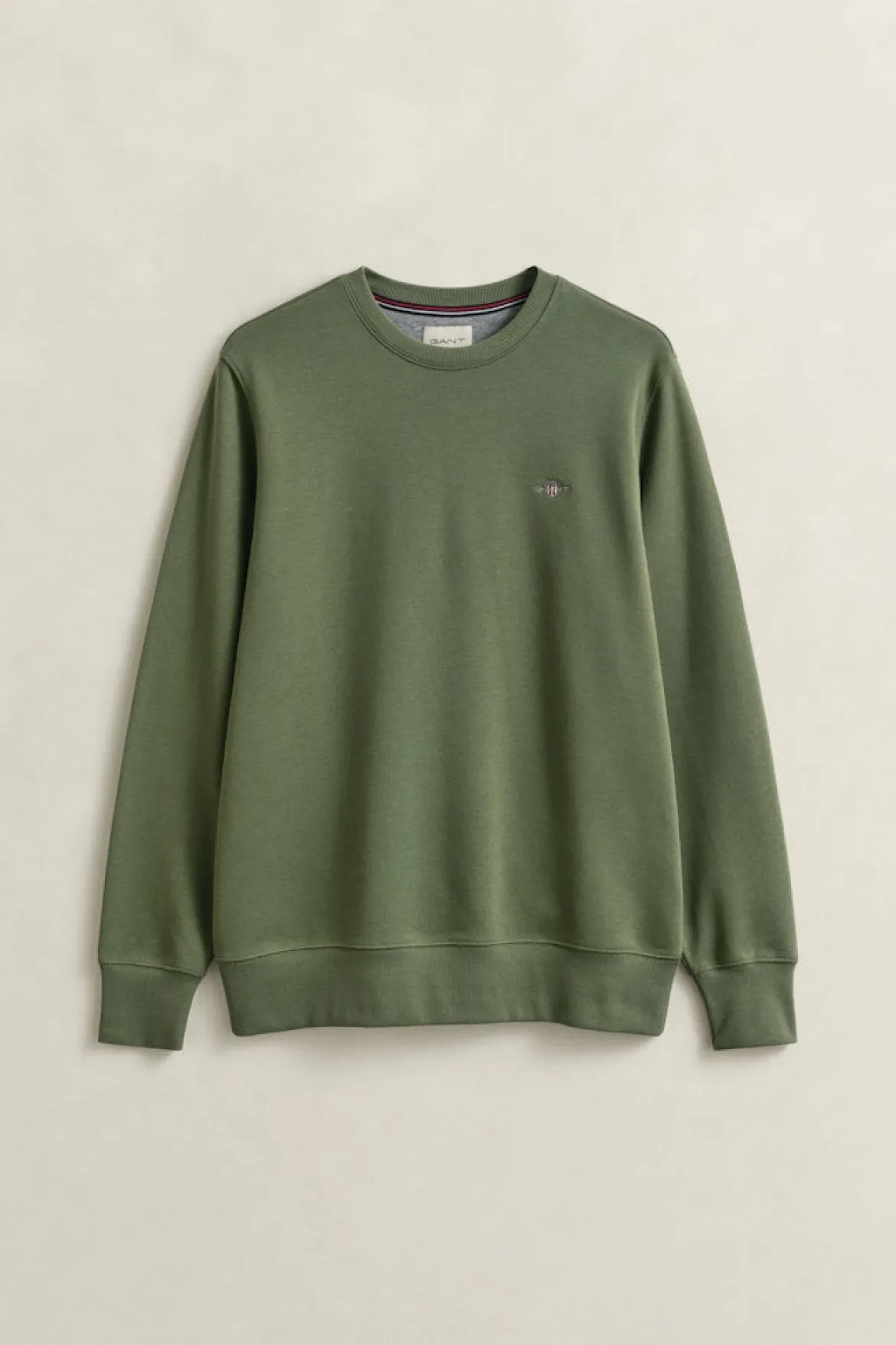 Gant miesten collegepaita Reg Shield C-Neck Sweater, vihreä