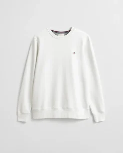 Gant miesten collegepaita Reg Shield C-Neck Sweater, luonnonvalkoinen