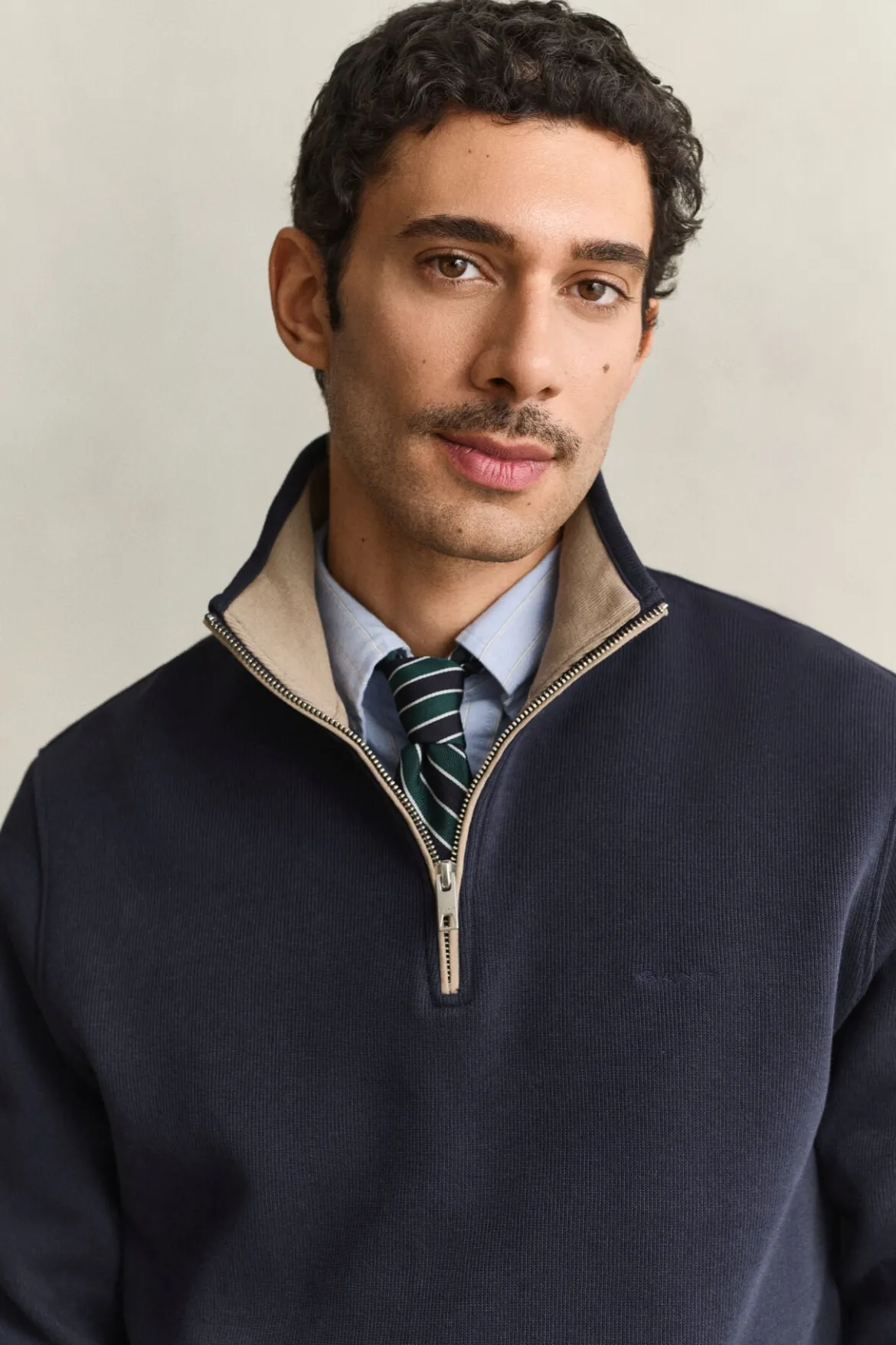 Gant miesten collegepaita Sacker Rib Half Zip, tummansininen