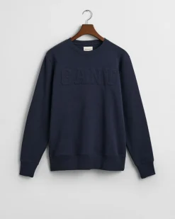 Gant miesten collegepusero, K EMBOSSED C-NECK SWEAT TUMMANSININEN
