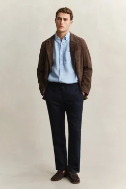 Gant miesten housut Regular Linen Pant, tummansininen