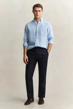 Gant miesten housut Regular Linen Pant, tummansininen