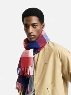 Gant Miesten Huivi, CHECK MERINO WOOL SCARF Punainen Ruutu