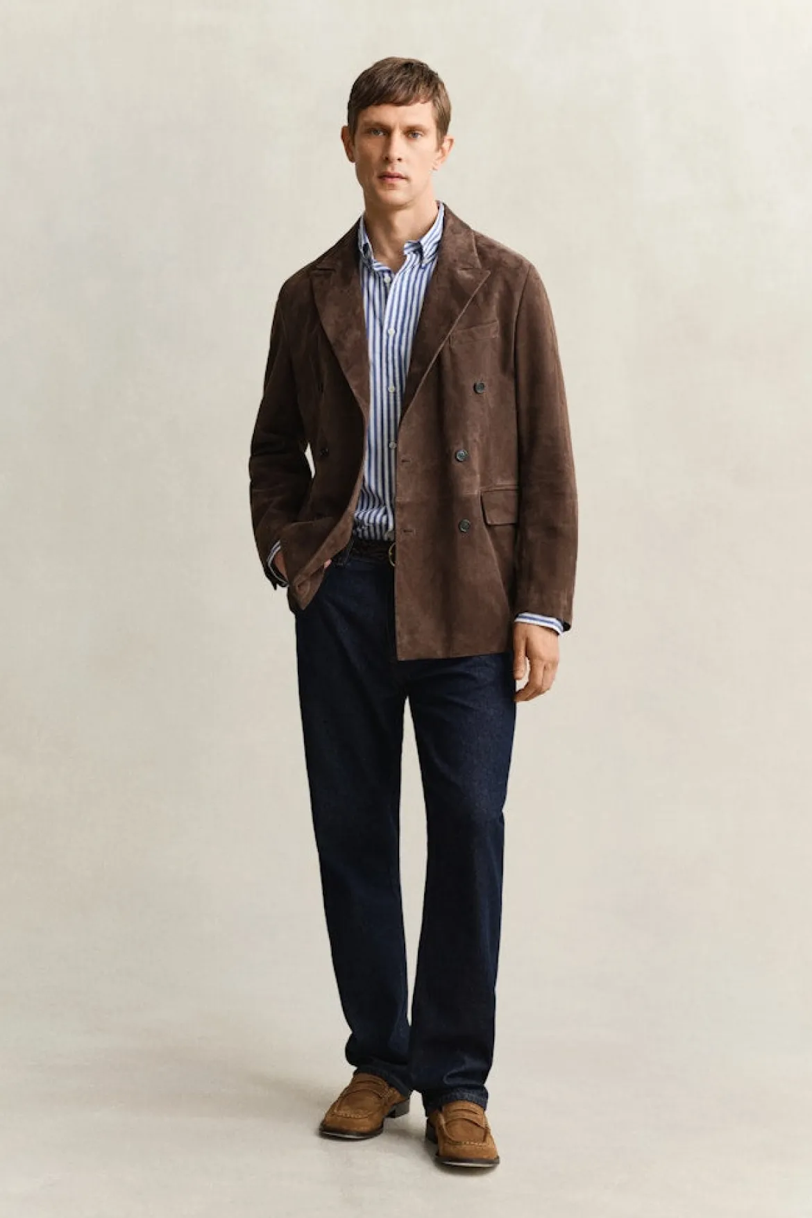 Gant miesten kauluspaita Regular Fit Classic Striped Poplin Shirt, raidallinen sininen