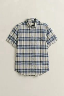 Gant miesten kauluspaita Regular Fit Madras Check SS Shirt, sininen ruutu
