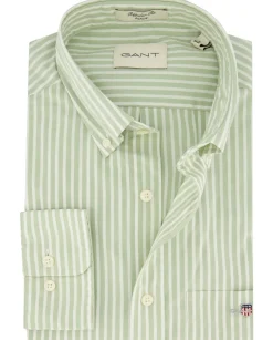 Gant miesten kauluspaita Reg Classic Poplin Stripe, raidallinen vihreä