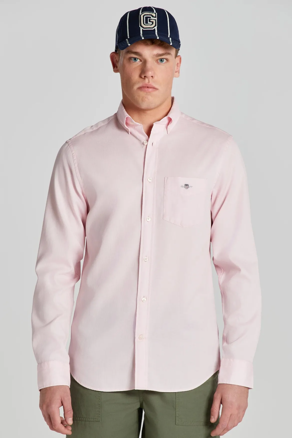 Gant miesten kauluspaita Reg Honey Comb Texture Shirt, vaaleanpunainen