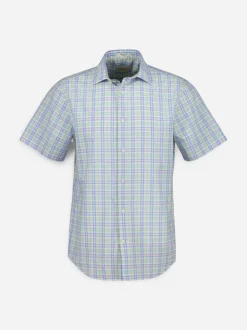 Gant miesten kauluspaita Reg Poplin Multi Check SS Shirt, vihreä ruutu