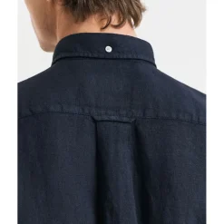 Gant miesten lyhythihainen kauluspaita Reg Linen Shirt, tummansininen