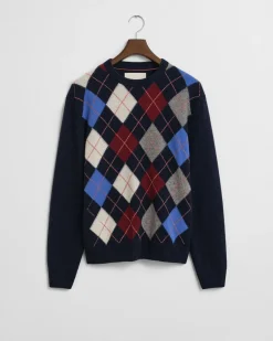 Gant miesten neule, ARGYLE C-NECK Sininen Kuosi