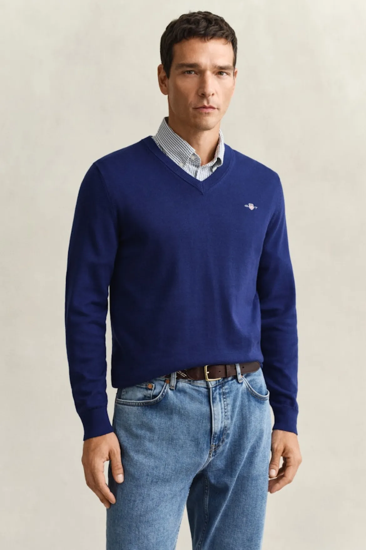 Gant miesten neule Classic V-Neck, tummansininen