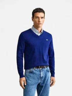 Gant miesten neule Classic V-Neck, tummansininen