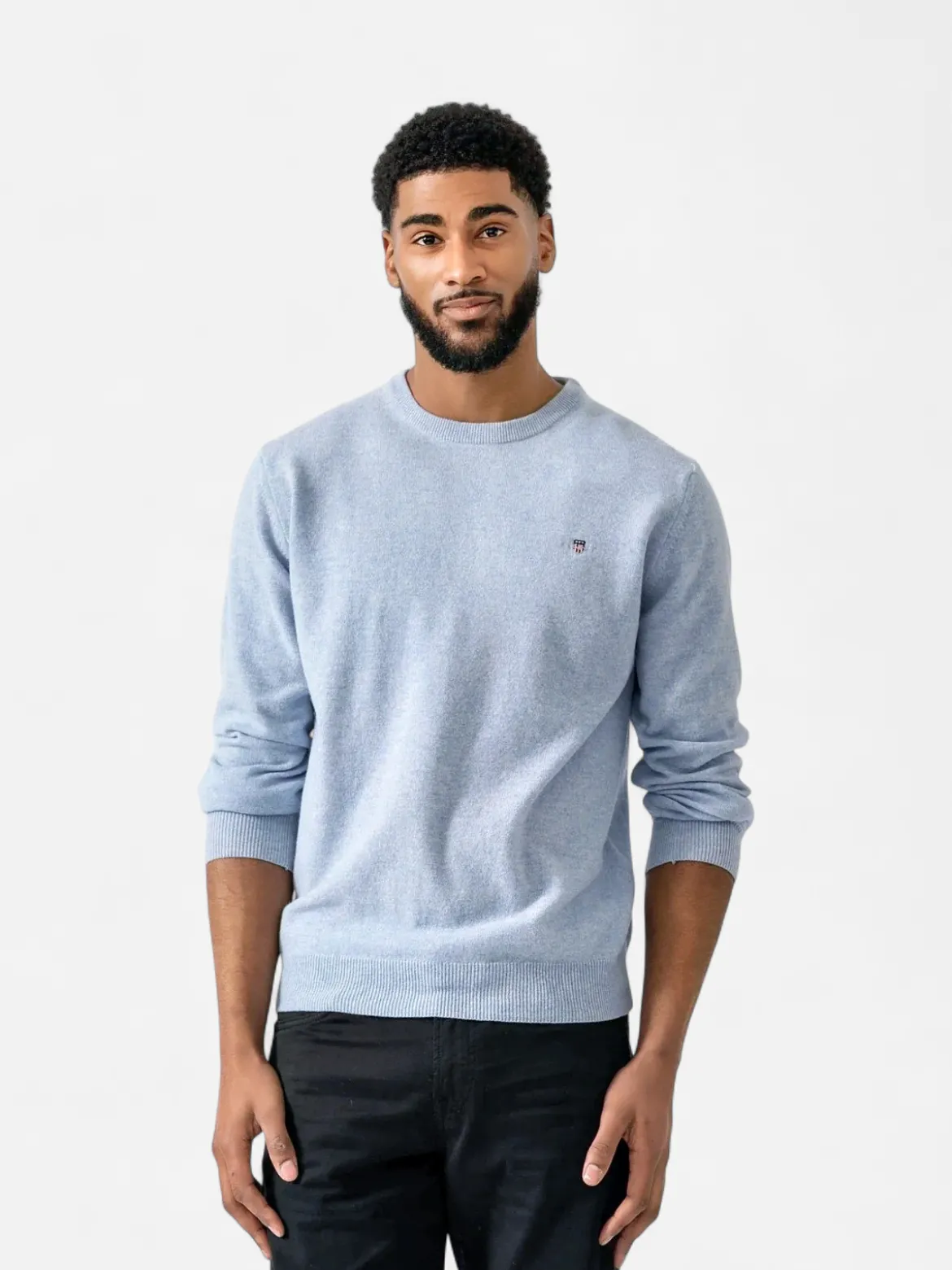 Gant miesten neulepaita Superfine Lambswool C-Neck, vaaleansininen