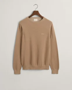 Gant miesten neulepusero Cotton Pique C-Neck, khaki