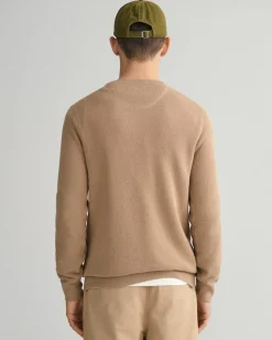 Gant miesten neulepusero Cotton Pique C-Neck, khaki