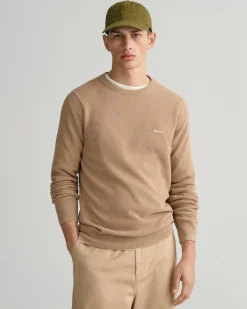 Gant miesten neulepusero Cotton Pique C-Neck, khaki