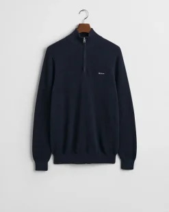 Gant miesten neulepusero Cotton Pique Half Zip, tummansininen
