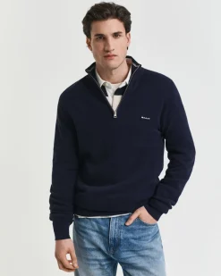 Gant miesten neulepusero Cotton Pique Half Zip, tummansininen