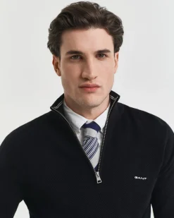 Gant miesten neulepusero Cotton Pique Half Zip, musta