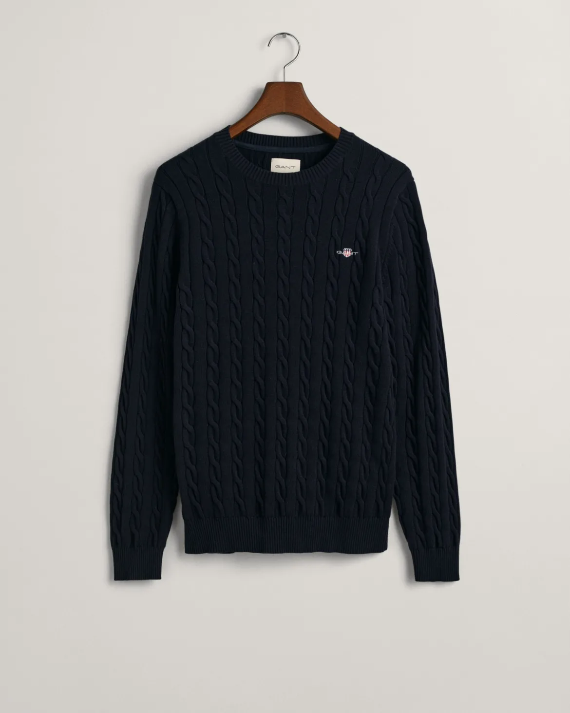 Gant miesten neulepusero Cotton Cable C-Neck, tummansininen