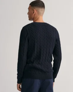Gant miesten neulepusero Cotton Cable C-Neck, tummansininen